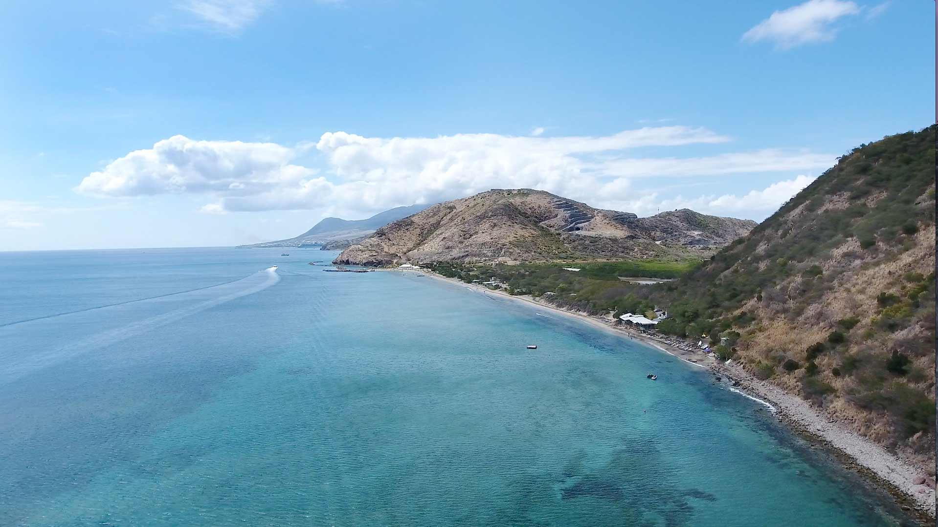 Drone capture of Frigate Bay in St. Kitts looking north