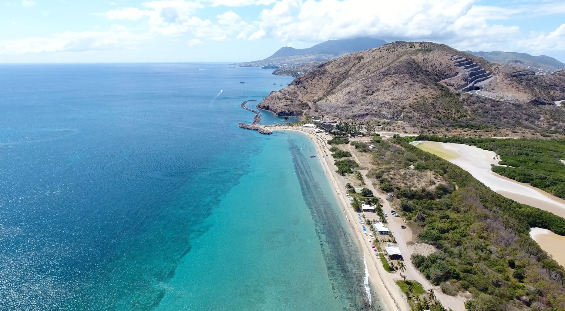 Drone capture of Frigate Bay in St Kitts looking north