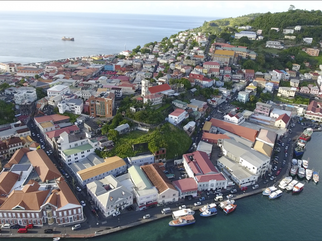 Harbor in Grenada seen from drone, March 2017