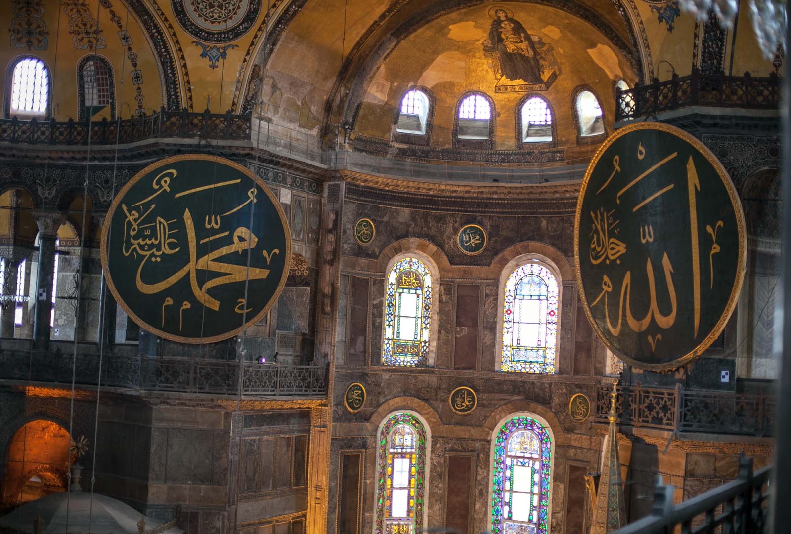 Hand-painted signage inside Hagia Sophia