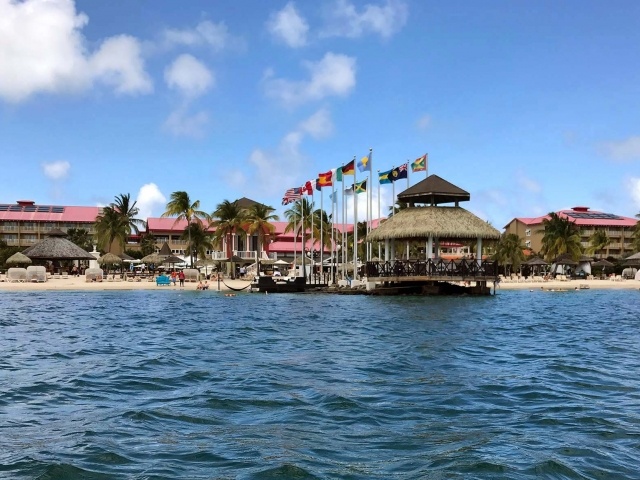 Sandals Resort at Pigeon Island seen from a kayak