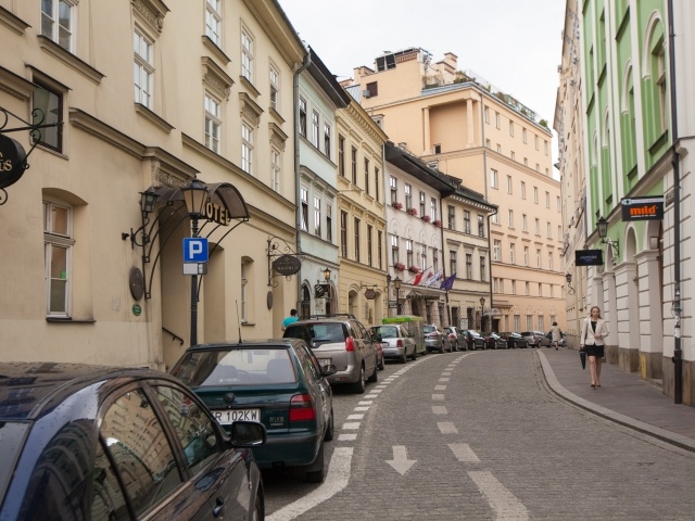 Winding street in Krakow