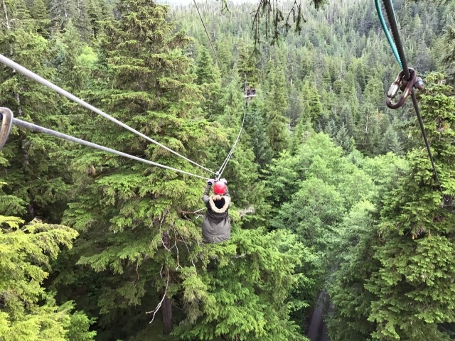 Ziplining through rainforest in Ketchikan