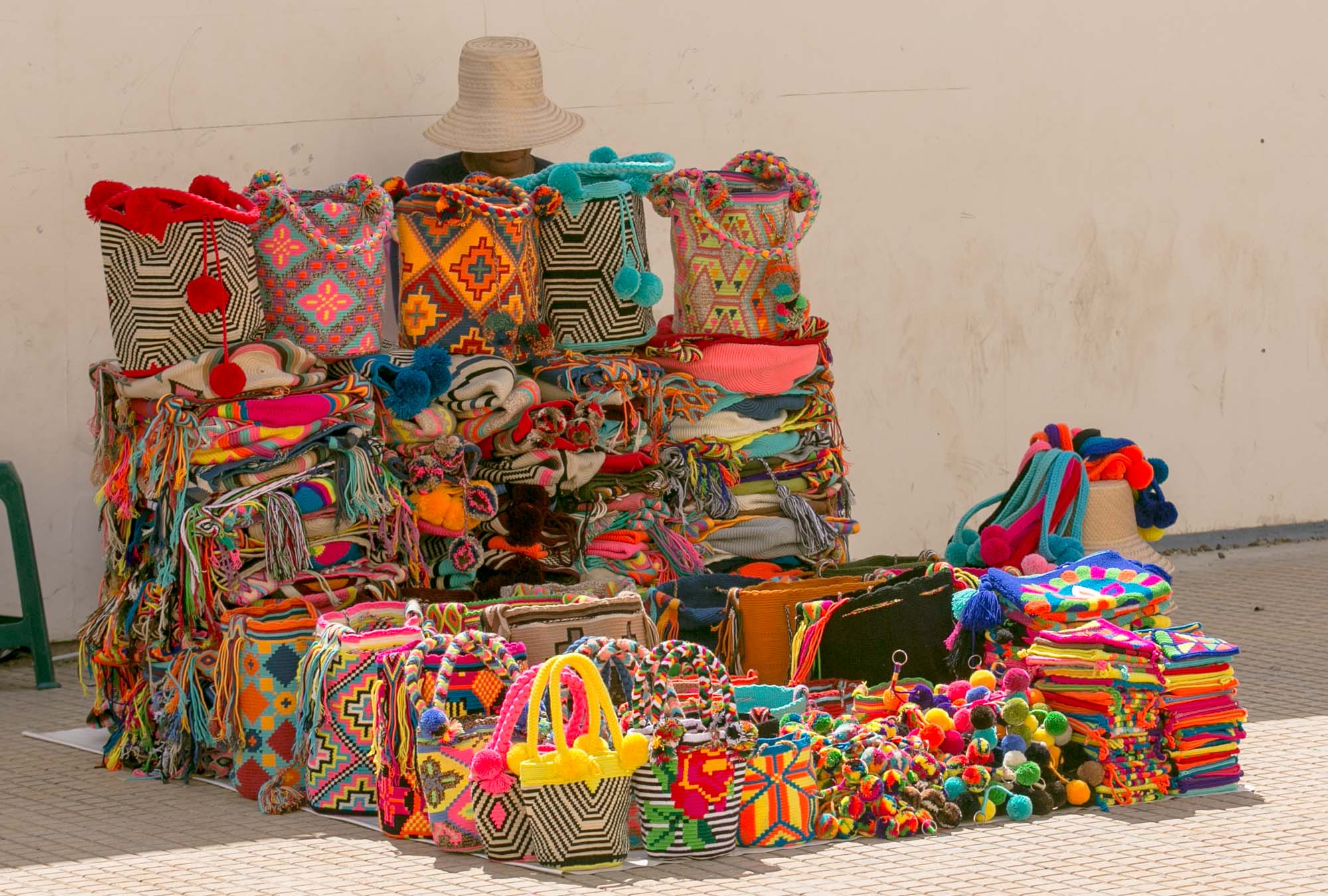 Textiles at Cartagena's Plaza de la Proclamacion