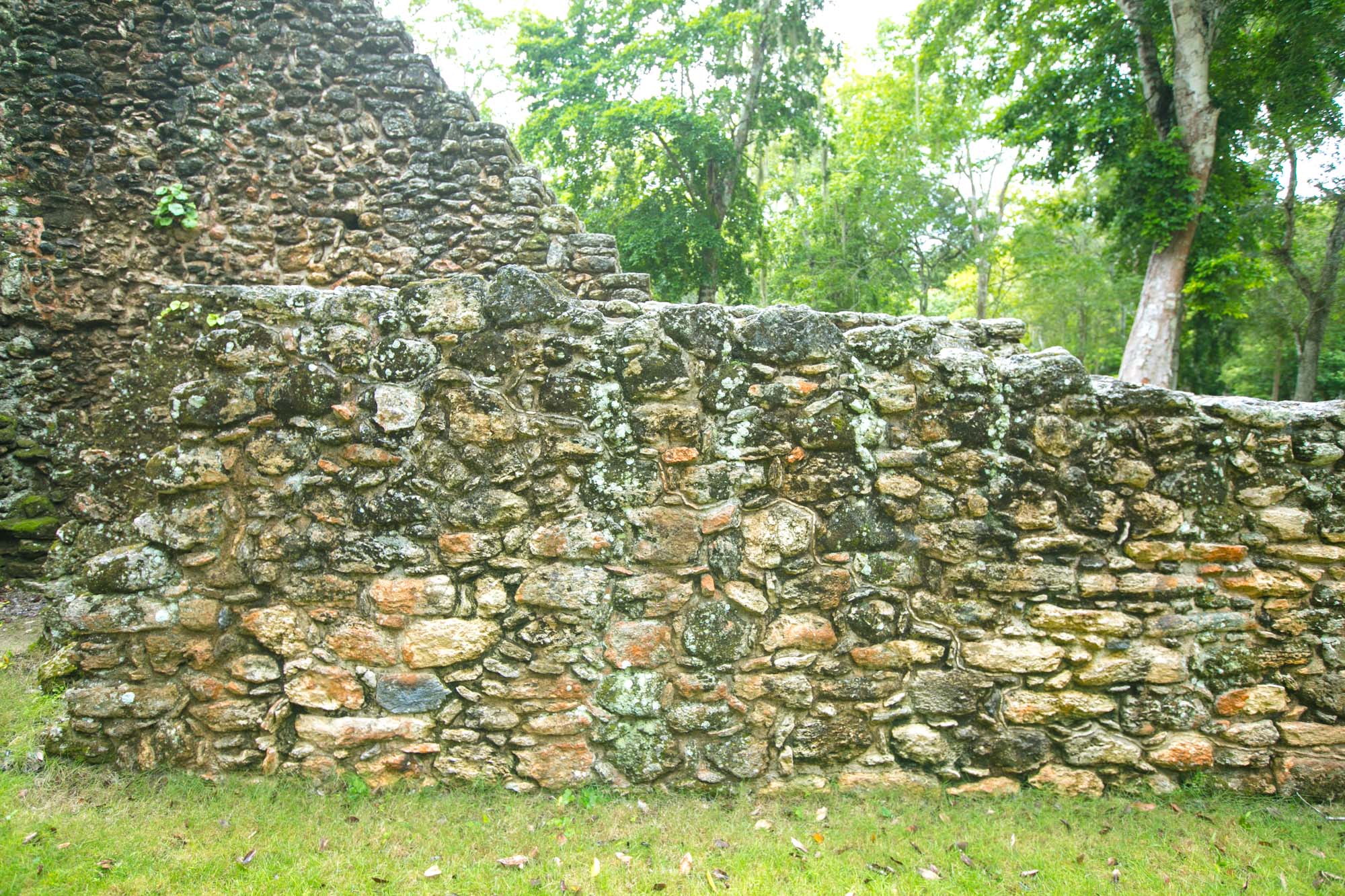 Stone masonry at the Mayan ruins of Dzibanche in Mexico