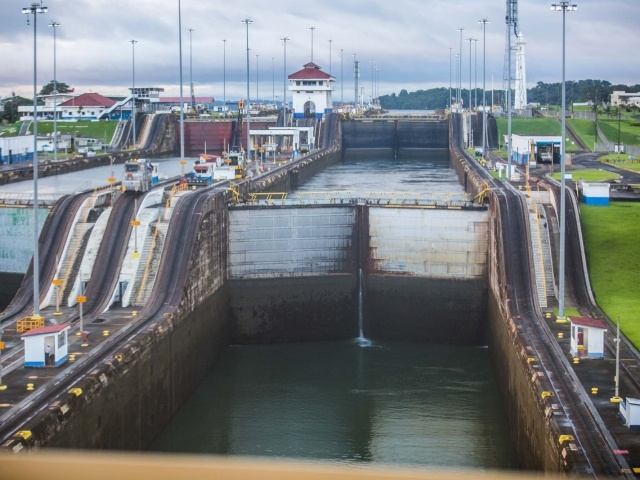 Panama Canal forward view from first lock