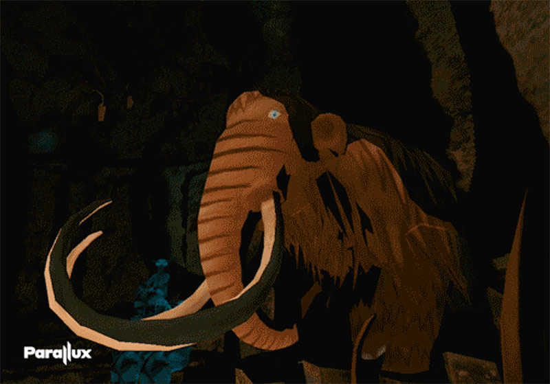 A woolly mammoth in the new VR short “CAVE.”